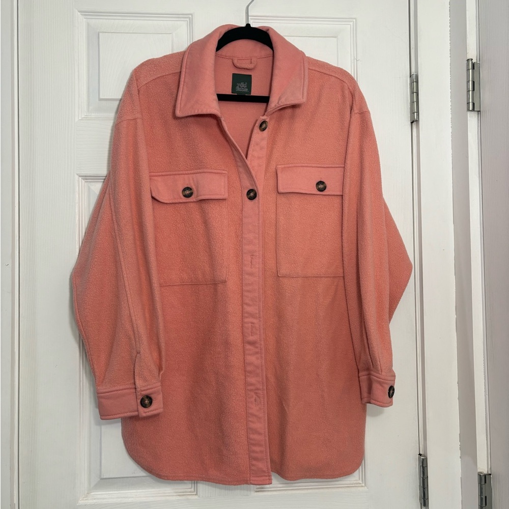 Wild Fable Pink Fleece Utility Shacket NWOT